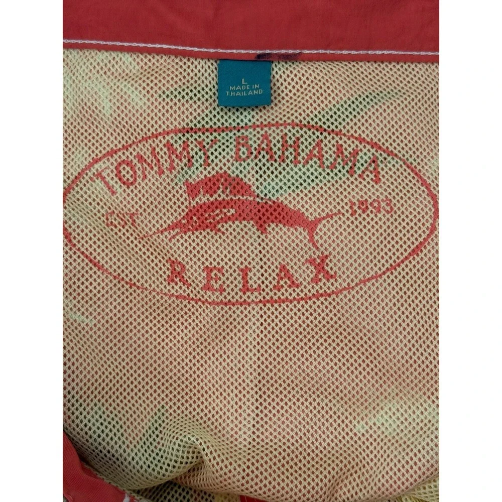 Men's Tommy‎ Bahama Size Large Hawaiian Swim Trunks Coral Palm Trees Pineapples